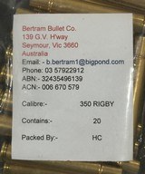 NEW BERTRAM BRASS 350 RIGBY, 100 PIECES, UNPRIMED, STANDARD FINISH - Image 2 of 6