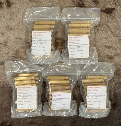 NEW BERTRAM BRASS 450 RIGBY, 100 PIECES, UNPRIMED, STANDARD FINISH - Image 1 of 6
