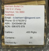 NEW BERTRAM BRASS 450 RIGBY, 100 PIECES, UNPRIMED, STANDARD FINISH - Image 2 of 6