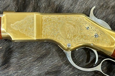 NEW UBERTI 1866 WINCHESTER YELLOWBOY WHITE CARBINE 38 SPECIAL INDIAN ENGRAVING, TACKS, GREAT WOOD 550025 - LAYAWAY AVAILABLE - Image 17 of 24