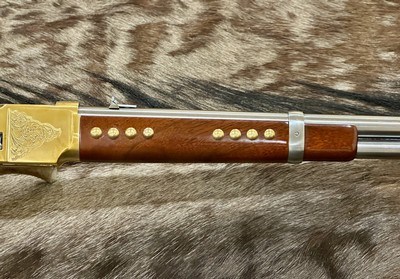 NEW UBERTI 1866 WINCHESTER YELLOWBOY WHITE CARBINE 38 SPECIAL INDIAN ENGRAVING, TACKS, GOOD WOOD 550025 - LAYAWAY AVAILABLE - Image 5 of 21