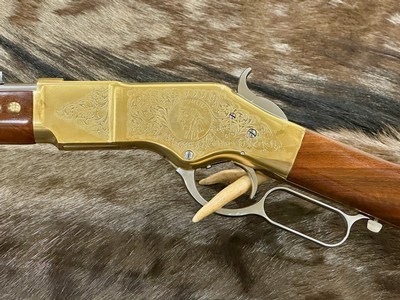 NEW UBERTI 1866 WINCHESTER YELLOWBOY WHITE CARBINE 38 SPECIAL INDIAN ENGRAVING, TACKS, GOOD WOOD 550025 - LAYAWAY AVAILABLE - Image 11 of 21