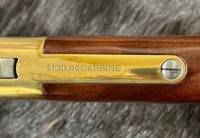 NEW UBERTI 1866 WINCHESTER YELLOWBOY WHITE CARBINE 38 SPECIAL INDIAN ENGRAVING, TACKS, GOOD WOOD 550025 - LAYAWAY AVAILABLE - Image 20 of 21