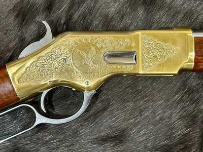 NEW UBERTI 1866 WINCHESTER YELLOWBOY WHITE CARBINE 38 SPECIAL INDIAN ENGRAVING, TACKS, GOOD WOOD 550025 - LAYAWAY AVAILABLE - Image 7 of 20