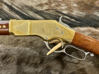NEW UBERTI 1866 WINCHESTER YELLOWBOY WHITE CARBINE 38 SPECIAL INDIAN ENGRAVING, TACKS, GOOD WOOD 550025 - LAYAWAY AVAILABLE - Image 11 of 20