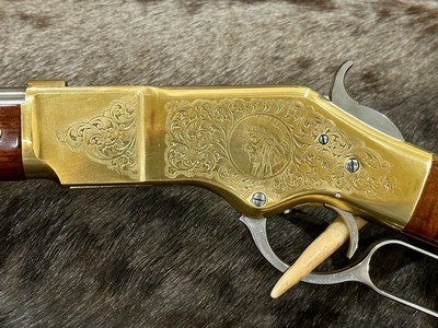 NEW UBERTI 1866 WINCHESTER YELLOWBOY WHITE CARBINE 38 SPECIAL INDIAN ENGRAVING, TACKS, GOOD WOOD 550025 - LAYAWAY AVAILABLE - Image 14 of 20