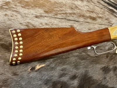 NEW UBERTI 1866 WINCHESTER YELLOWBOY WHITE CARBINE 38 SPECIAL INDIAN ENGRAVING, TACKS, GOOD WOOD 550025 - LAYAWAY AVAILABLE - Image 3 of 20