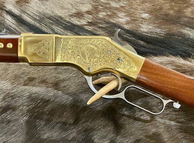 NEW UBERTI 1866 WINCHESTER YELLOWBOY WHITE CARBINE 38 SPECIAL INDIAN ENGRAVING, TACKS 550025 - LAYAWAY AVAILABLE - Image 12 of 25