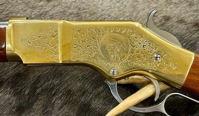 NEW UBERTI 1866 WINCHESTER YELLOWBOY WHITE CARBINE 38 SPECIAL INDIAN ENGRAVING, TACKS 550025 - LAYAWAY AVAILABLE - Image 17 of 25