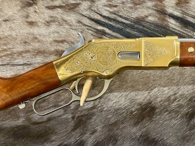 NEW UBERTI 1866 WINCHESTER YELLOWBOY WHITE CARBINE 45 COLT INDIAN ENGRAVING TACKS 550031 - LAYAWAY AVAILABLE - Image 4 of 24