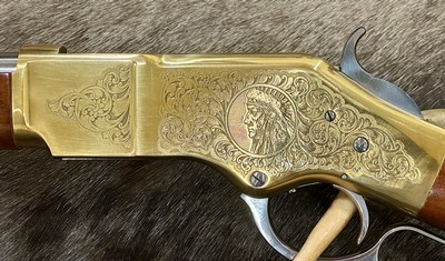 NEW UBERTI 1866 WINCHESTER YELLOWBOY WHITE CARBINE 45 COLT INDIAN ENGRAVING TACKS 550031 - LAYAWAY AVAILABLE - Image 17 of 24