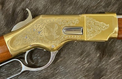 NEW UBERTI 1866 WINCHESTER YELLOWBOY WHITE CARBINE 45 COLT INDIAN ENGRAVING TACKS 550031 - LAYAWAY AVAILABLE - Image 8 of 23