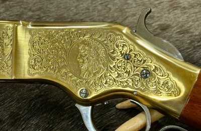 NEW UBERTI 1866 WINCHESTER YELLOWBOY WHITE CARBINE 45 COLT INDIAN ENGRAVING TACKS 550031 - LAYAWAY AVAILABLE - Image 17 of 23