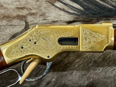 NEW UBERTI 1866 WINCHESTER YELLOWBOY CARBINE 38 SPECIAL INDIAN ENGRAVING, TACKS 550024 - LAYAWAY AVAILABLE - Image 7 of 22
