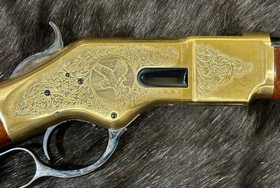 NEW UBERTI 1866 WINCHESTER YELLOWBOY CARBINE 38 SPECIAL INDIAN ENGRAVING, TACKS 550024 - LAYAWAY AVAILABLE - Image 9 of 22
