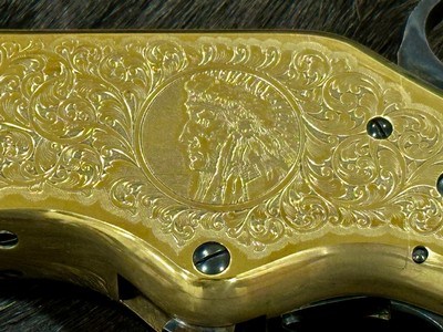 NEW UBERTI 1866 WINCHESTER YELLOWBOY CARBINE 38 SPECIAL INDIAN ENGRAVING, TACKS 550024 - LAYAWAY AVAILABLE - Image 17 of 22