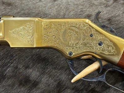 NEW UBERTI 1866 WINCHESTER YELLOWBOY CARBINE 38 SPECIAL INDIAN ENGRAVING, TACKS 550024 - LAYAWAY AVAILABLE - Image 17 of 22