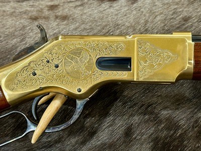 NEW UBERTI 1866 WINCHESTER YELLOWBOY CARBINE 38 SPECIAL INDIAN ENGRAVING, TACKS 550024 - LAYAWAY AVAILABLE - Image 7 of 22