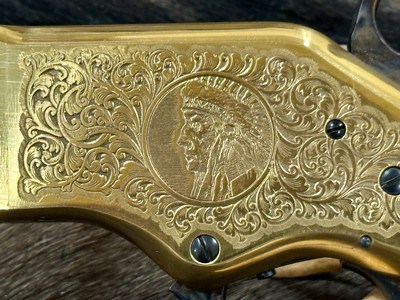 NEW UBERTI 1866 WINCHESTER YELLOWBOY CARBINE 38 SPECIAL INDIAN ENGRAVING, TACKS 550024 - LAYAWAY AVAILABLE - Image 18 of 22