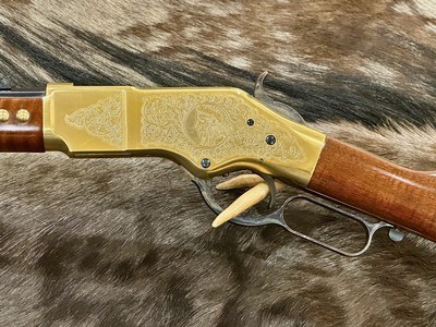 NEW UBERTI 1866 WINCHESTER YELLOWBOY CARBINE 38 SPECIAL INDIAN ENGRAVING, TACKS 550024 - LAYAWAY AVAILABLE - Image 12 of 22