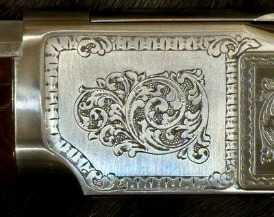 EXHIBITION, HAND-ENGRAVED UBERTI 1873 WINCHESTER IN THE WHITE SPORTING 45 COLT 20