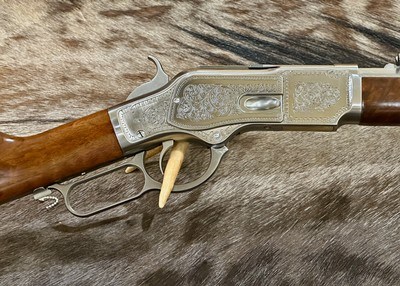 EXHIBITION, HAND-ENGRAVED UBERTI 1873 WINCHESTER IN THE WHITE SPORTING 45 COLT 20