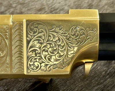 NEW UBERTI 1860 HENRY RIFLE, ENGRAVED, SWIVELS, GOOD WOOD 24.25