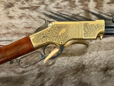 NEW UBERTI 1860 HENRY RIFLE, ENGRAVED, SWIVELS, GOOD WOOD 24.25