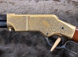NEW UBERTI 1860 HENRY RIFLE, ENGRAVED, SWIVELS, GOOD WOOD 24.25