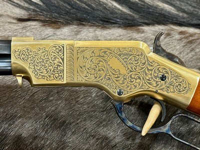 NEW UBERTI 1860 HENRY RIFLE, ENGRAVED, SWIVELS, GOOD WOOD 24.25