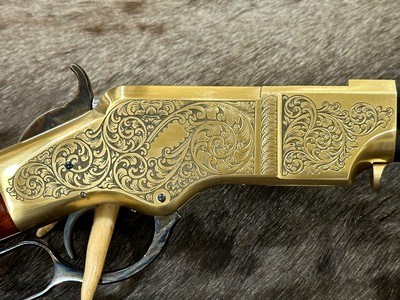 NEW UBERTI 1860 HENRY RIFLE, ENGRAVED, SWIVELS, GOOD WOOD 24.25