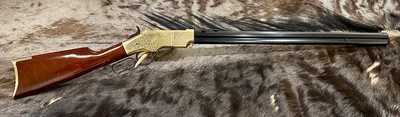 NEW UBERTI 1860 HENRY RIFLE, ENGRAVED, SWIVELS, GOOD WOOD 24.25