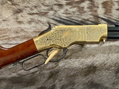 NEW UBERTI 1860 HENRY RIFLE, ENGRAVED, SWIVELS, GOOD WOOD 24.25