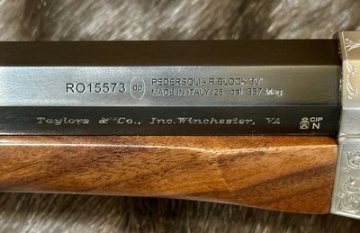 NEW PEDERSOLI EXHIBITION, ENGRAVED ROLLING BLOCK TARGET DELUXE 357 MAGNUM 30