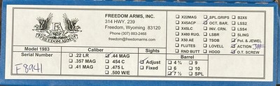 NEW FREEDOM ARMS MODEL 83 PREMIER GRADE 44 REM MAG 7.5