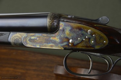 Mainwaring 12 Gauge Belgian Sidelock Ejector Game Gun with Awesome Case Coloring and Highly Figured French Walnut