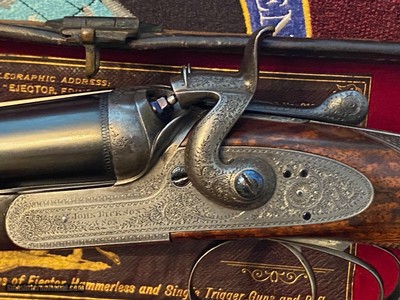 John Dickson & Son 12 Bore Bar Lock Hammergun with 30” Nitro Steel Barrels, Profuse Engraving and Highly Figured French Walnut – 2-3/4”