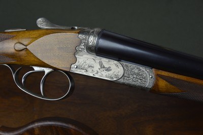 Ferlib Boxlock Ejector 12 Gauge Game Gun – Game Scene Engraved by Bregoli - Image 2 of 12