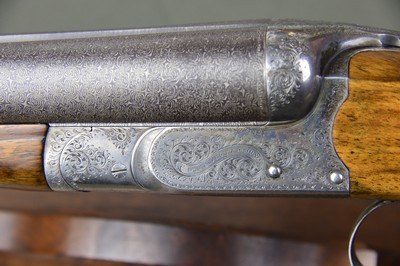 W & C Scott & Son 12 Bore Boxlock Ejector Pigeon Gun with 30” Highly Figured Damascus Barrels