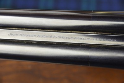 John Dickson & Son 12 Bore Round Action Ejector with Profuse Sumner Engraving – No. 1 of a Pair – Long Length of Pull - Image 14 of 15