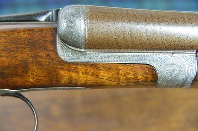 James MacNaughton & Sons 12 Bore “Edinburgh Gun” Skeleton Action with Long Lever Cocking Top Lever and 30” Highly Figured Damascus Barrels - Image 6 of 15