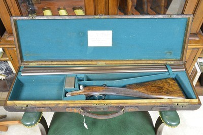 James MacNaughton & Sons 12 Bore “Edinburgh Gun” Skeleton Action with Long Lever Cocking Top Lever and 30” Highly Figured Damascus Barrels - Image 12 of 15