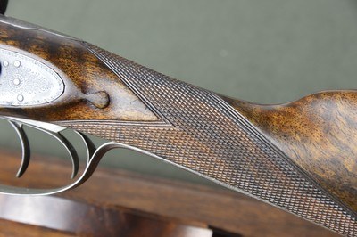 A. Lancaster 20 Bore Bar-in-Wood Hammergun with 30” Nitro Damascus Barrels and Sidelever Opener – No. 1 of a Pair - Image 10 of 15