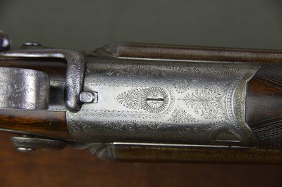 Boss & Co. 12 Bore Back Action Hammergun with 30” Nitro Damascus 2-3/4” Barrels and Sidelever Opening - Image 5 of 15