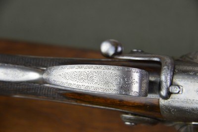Boss & Co. 12 Bore Back Action Hammergun with 30” Nitro Damascus 2-3/4” Barrels and Sidelever Opening - Image 14 of 15