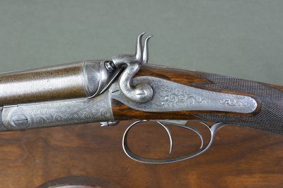 Boss & Co. 12 Bore Back Action Hammergun with 30” Nitro Damascus 2-3/4” Barrels and Sidelever Opening - Image 6 of 15