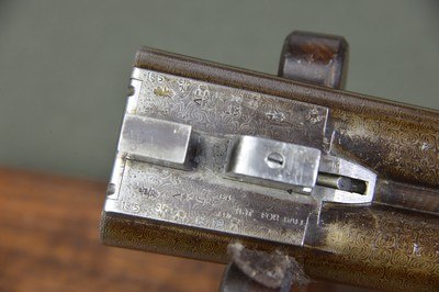 Boss & Co. 12 Bore Back Action Hammergun with 30” Nitro Damascus 2-3/4” Barrels and Sidelever Opening - Image 15 of 15