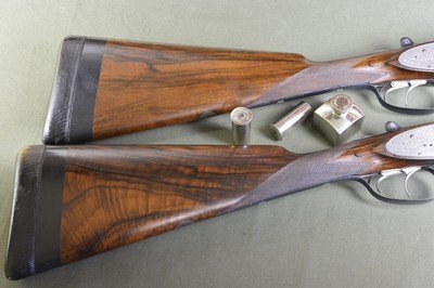 PAIR – Stephen Grant & Son 12 Bore Sidelock Ejectors with 30” Very Highly Figured Nitro Damascus Barrels and Highly Figured French Walnut - Image 7 of 12