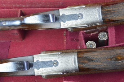 PAIR – Stephen Grant & Son 12 Bore Sidelock Ejectors with 30” Very Highly Figured Nitro Damascus Barrels and Highly Figured French Walnut - Image 3 of 12