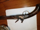 Antique .60 cal Dusseau Flintlock Damascus Barrel Pistol - 5 of 15